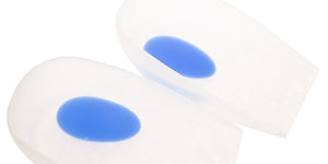 Bluedot Heel Cups Designed to cup the heel area to enhance the body’s own natural shock defense system, these heel cups are made of the highest quality medical grade silicone. A built-in “blue dot” pressure relief area helps to alleviate underfoot pain.